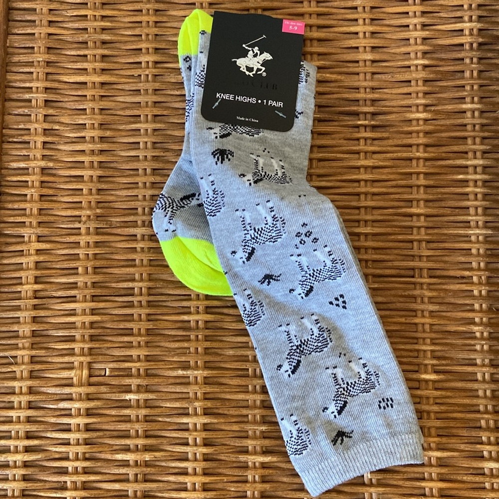 5/$10❤️❤️❤️NEW Beverly Hills Polo Club Knee ZEBRA Knee High Socks
